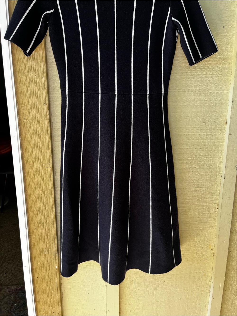 Ann Taylor Petite Striped Knit Sweater Dress Merino Wool Fit Flare size SP - Picture 3 of 7